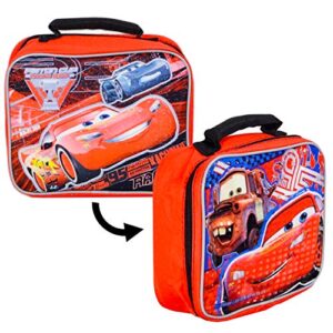 disney cars lunch box for boys kids bundle ~ premium 2-sided insulated lightning mcqueen lunch bag (disney cars school supplies)