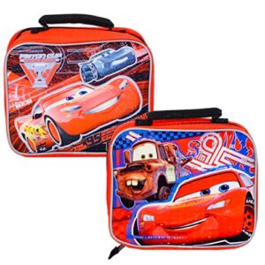 Disney Cars Lunch Box for Boys Kids Bundle ~ Premium 2-Sided Insulated Lightning McQueen Lunch Bag (Disney Cars School Supplies)