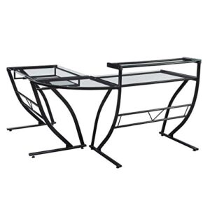 OSP Home Furnishings Constellation L Shaped Home Office Gaming Editing Desk, Black