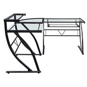 OSP Home Furnishings Constellation L Shaped Home Office Gaming Editing Desk, Black