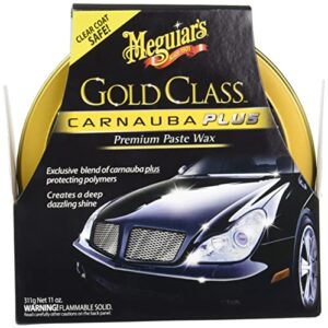 meguiar's gold class carnauba plus premium paste wax bundle with foam pad & microfiber cloth (3 items)