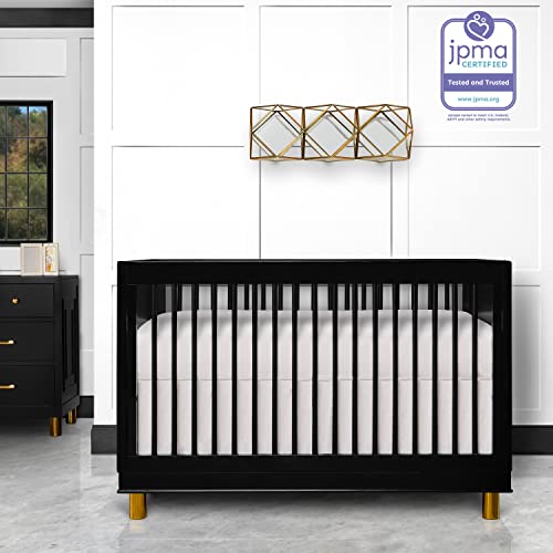 Evolur Loft Art Deco 3-In-1 Convertible Crib In Black, Greenguard Gold Certified, 3 Mattress Height Settings, Features Rounded Spindles, Converts To Toddler Bed & Daybed