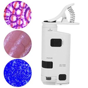 80-120X Clip-On LED Cell Phone Microscope Mini Smart Phone Lens Microscope Magnifier Universal Lens with LED/UV Lights