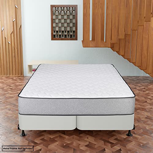Greaton Low Profile Split Wood Traditional Box Spring/Foundation for Mattress, Queen, White