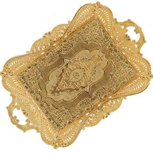 gold decorative turkish ottoman tea coffee serving tray with handles rectangle for bar outdoor dresser cups moroccan kitchen perfume table party wedding vanity bathroom counter candle