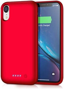 h h·e·t·p battery case for iphone xr upgraded【6800mah】 portable rechargeable charger case for iphone xr extended battery pack for iphone xr protective charging case backup cover(6.1 inch) - red