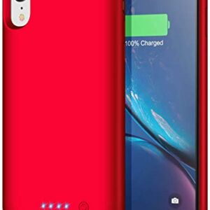 H H·E·T·P Battery Case for iPhone XR Upgraded【6800mAh】 Portable Rechargeable Charger Case for iPhone XR Extended Battery Pack for iPhone XR Protective Charging Case Backup Cover(6.1 inch) - Red