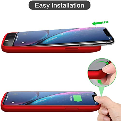 H H·E·T·P Battery Case for iPhone XR Upgraded【6800mAh】 Portable Rechargeable Charger Case for iPhone XR Extended Battery Pack for iPhone XR Protective Charging Case Backup Cover(6.1 inch) - Red