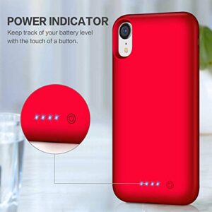 H H·E·T·P Battery Case for iPhone XR Upgraded【6800mAh】 Portable Rechargeable Charger Case for iPhone XR Extended Battery Pack for iPhone XR Protective Charging Case Backup Cover(6.1 inch) - Red