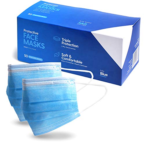 Disposable Face Mask, Breathable Masks (Pack of 50)