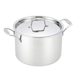 amazoncommercial tri-ply stainless steel stock pot with lid, 8 quart