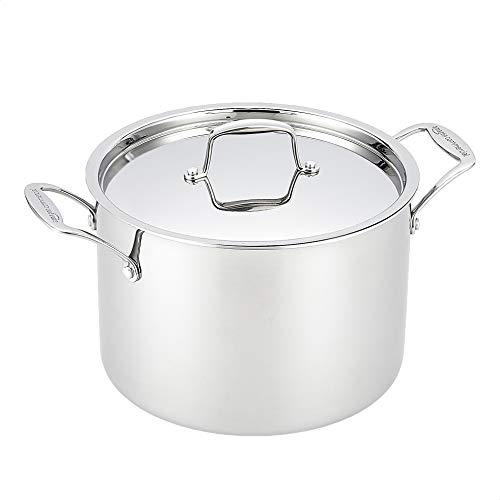 AmazonCommercial Tri-Ply Stainless Steel Stock Pot with Lid, 8 Quart