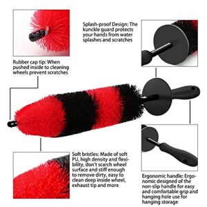 HMPLL 8pcs Car Wheel Brush Set, Car Detailing Kit Include 17" Long Soft Wheel Brush, Tire Brush, 5 Car Detailing Brushes, Car Towel, Wheel Brush Kit for Tire and Rim Cleaning Dirt Without Scratch Car