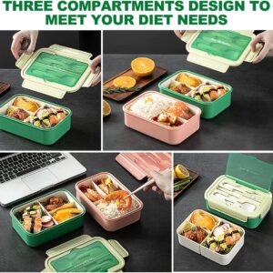 Supplim Bento Box for Adults and Kids - 1400ML Bento Lunch Box With Spoon & Knife & Fork,Leakproof 3 Compartment Lunch Food Storage Containers for Men Women