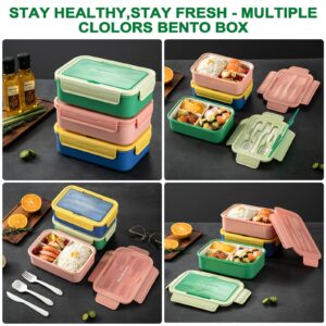 Supplim Bento Box for Adults and Kids - 1400ML Bento Lunch Box With Spoon & Knife & Fork,Leakproof 3 Compartment Lunch Food Storage Containers for Men Women