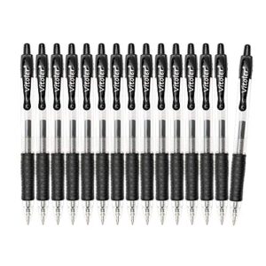 vitoler pens fine point black ink office pens retractable gel ink rollerball pens with premium ink & comfort grip (0.7mm) (15-pack)