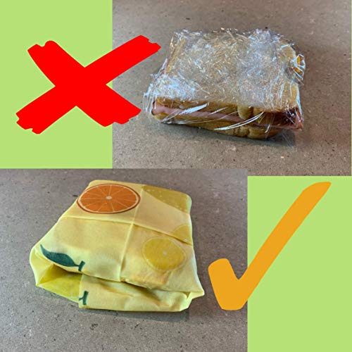 EEKOBLUE Beeswax Food Wraps (4-pack + tie closures) Each organic beeswax wrap with jojoba oil is a sustainable reusable food wrap that is an alternative to plastic. 3 Sizes (S,M,L)