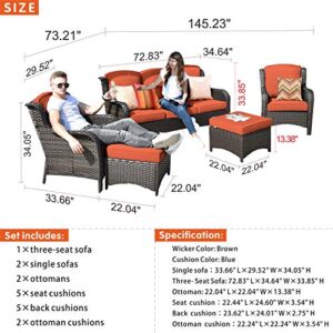 Allwex Patio Furniture,Outdoor Furniture Set,Outdoor Rattan Furniture(Brown, Red)