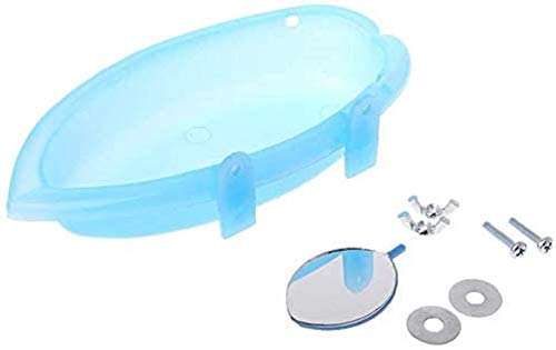 2 PCS Bird Bathtub with Mirror Toy Parrot Shower Tub Cleaning Tool Plastic Durable Odorless Cage Accessories for Small Parakeet Cockatiel Conure Lovebird Finch Budgie Canary