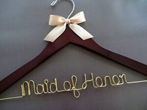 flowershave357 gold wire maid of honor hanger matron of honor hanger personalized bridal party hanger bridesmaid gift idea wedding party gift