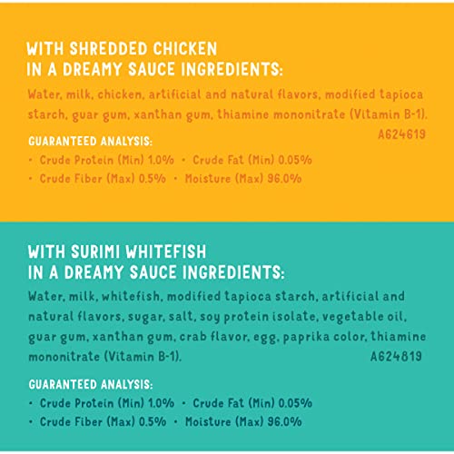 Purina Friskies Cat Food Complement Variety Pack, Lil’ Slurprises Shredded Chicken & Surimi Whitefish - (18) 1.2 oz. Pouches