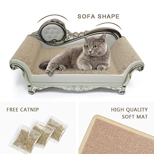 SONGWAY Cat Scratcher Sofa Bed - Corrugated Cardboard Scratching Lounge Luxury Scratching Post Furniture Protecter with Textured Cat Scratcher Mat