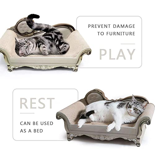 SONGWAY Cat Scratcher Sofa Bed - Corrugated Cardboard Scratching Lounge Luxury Scratching Post Furniture Protecter with Textured Cat Scratcher Mat