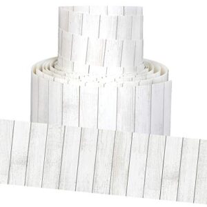 youngever 52.5 ft bulletin board borders for classroom decoration, white wood style straight border trim