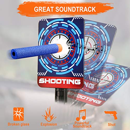 Electronic Shooting Target Scoring Auto Reset Digital Targets for Nerf Guns Toys with a Support Cage & Net, Christmas Birthday Gifts Toy for Kids-Boys & Girls