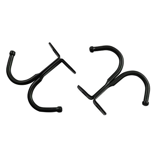 Youliang 5pcs Black Double Prong Hook for Towel, Robe, Coat Clothes 50kg Load Bearing