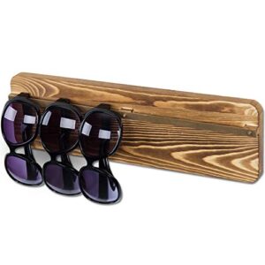 mygift burnt wood sunglasses holder organizer wall mounted eyeglasses display rack with brass metal hanging rod
