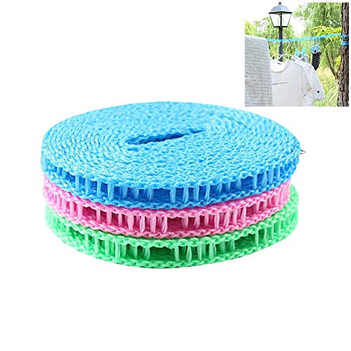 The Garnish Gripper Non-Slip Clothesline 3 Pieces Portable Adjustable Dryer Line Windproof Non-Slip Clothesline for Camping Travel Indoor Outdoor Product