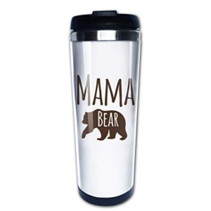 mama bear travel cup, coffee mug for mom, stainless steel tumbler with lids, vacuum insulated water bottle 15 oz