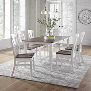 carol's inspirations 7 piece solid maple wood dining room set | full kitchen table set with extendable table and 6 chairs | distressed rectangle table with eased edge | handmade in usa
