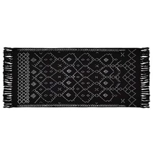 boho black and white rugs, runner bath rugs, geometric tribal mats, 2' × 4.3' cotton woven area rug with tassel for kitchen, bedroom, entrance, laundry room…