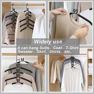 YiSeyruo Clothes Hangers Space Saving: 4 Pack 5 in 1 Multi Layer Metal Hanger Racks Non-Slip Foam Padded Heavy Duty Thick Magic Hanger Closet Organizers and Storage for Coat Sweater Suit T-Shirt.