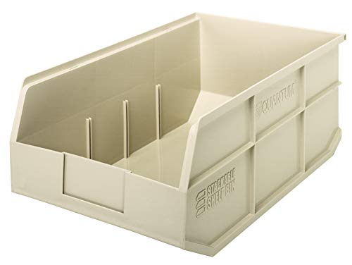 Quantum Storage K-SSB465IV-3 3-Pack Stackable Plastic Shelf Bin, 18" x 11" x 7", Ivory