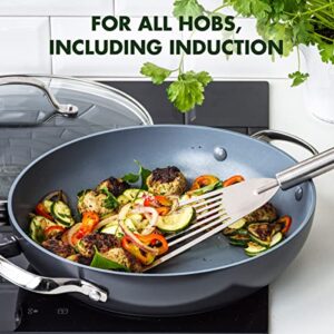 GreenPan Valencia Pro Hard Anodized Healthy Ceramic Nonstick 11" Everyday Frying Pan Skillet with 2 Handles and Lid, PFAS-Free, Induction, Dishwasher Safe, Oven Safe, Gray