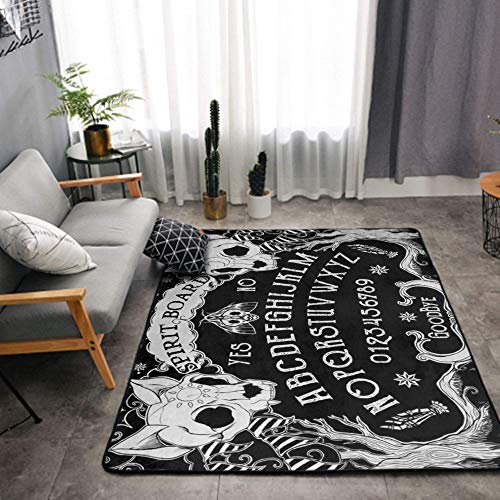 Luxury Super Soft Indoor Modern Cat Skull Head Witch Board Black Gothic Area Rugs for Living Room Bedroom Thick Non-Slip Floor Carpet, 3 x 5 Feet