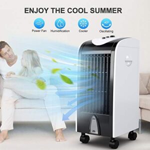 Toolsempire Evaporative Air Cooler,Portable Air Cooler Fan with Humidifier and Fan with 3 Speeds,Bladeless Air Cooler,Filter Knob Control,Universal Wheels for Indoor Home Office,24 inch