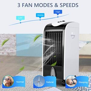 Toolsempire Evaporative Air Cooler,Portable Air Cooler Fan with Humidifier and Fan with 3 Speeds,Bladeless Air Cooler,Filter Knob Control,Universal Wheels for Indoor Home Office,24 inch