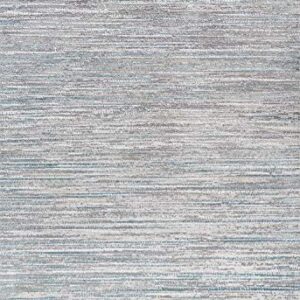 JONATHAN Y SOR200B-8 Loom Modern Strie' Indoor Area-Rug Solid Striped Casual Transitional Easy-Cleaning Bedroom Kitchen Living Room Non Shedding, 8 ft x 10 ft, Gray/Turquoise