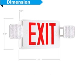 EXITLUX 6 Pack Red Led Emergency Exit Lights with Battery Backup-Two LED Adjustable Head Emergency Exit Lights -US Standard UL Listed &CEC Qualified-120V-277V-Emergency Lights for Home Power Failure