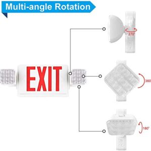 EXITLUX 6 Pack Red Led Emergency Exit Lights with Battery Backup-Two LED Adjustable Head Emergency Exit Lights -US Standard UL Listed &CEC Qualified-120V-277V-Emergency Lights for Home Power Failure