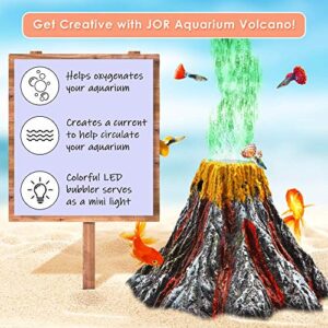 JOR Fiery Bubbler Volcano Aquarium Decoration, Add The Power and Chaos of Creation to Your Tank, Ultimate Fish Swim Challenge, Oxygenates Water and Improves Circulation