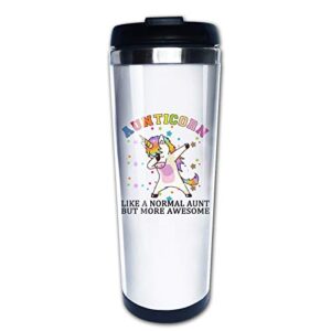 funny unicorn mug for aunt birthday christmas holiday , aunticorn travel mug tumbler with lids coffee cup vacuum insulated stainless steel water bottle 15 oz