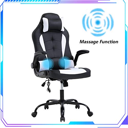 Gaming Chair, Ergonomic PC Computer Desk Chair High Back Office Chair Massage Lumbar Support Comfortable Leather Racing Chair Seat Adjustable Swivel Rolling Home Executive for Adults Teens Men Women