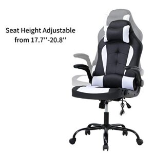 Gaming Chair, Ergonomic PC Computer Desk Chair High Back Office Chair Massage Lumbar Support Comfortable Leather Racing Chair Seat Adjustable Swivel Rolling Home Executive for Adults Teens Men Women