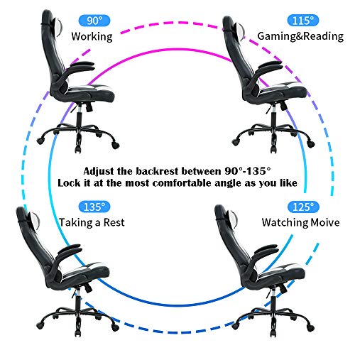 Gaming Chair, Ergonomic PC Computer Desk Chair High Back Office Chair Massage Lumbar Support Comfortable Leather Racing Chair Seat Adjustable Swivel Rolling Home Executive for Adults Teens Men Women