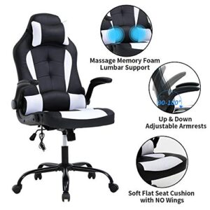 Gaming Chair, Ergonomic PC Computer Desk Chair High Back Office Chair Massage Lumbar Support Comfortable Leather Racing Chair Seat Adjustable Swivel Rolling Home Executive for Adults Teens Men Women